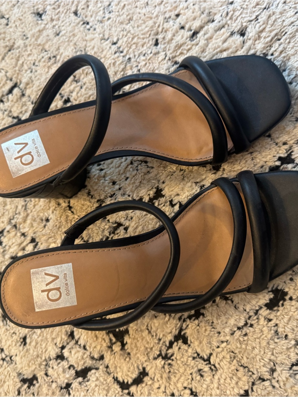 DV by Dolce Vita Black Triple-Strap Block Heel Sandals